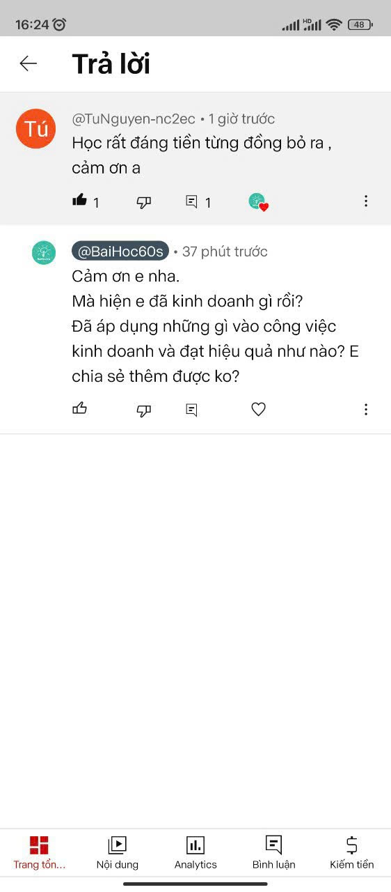 cảm nhận học viên khoá học seo trên youtube