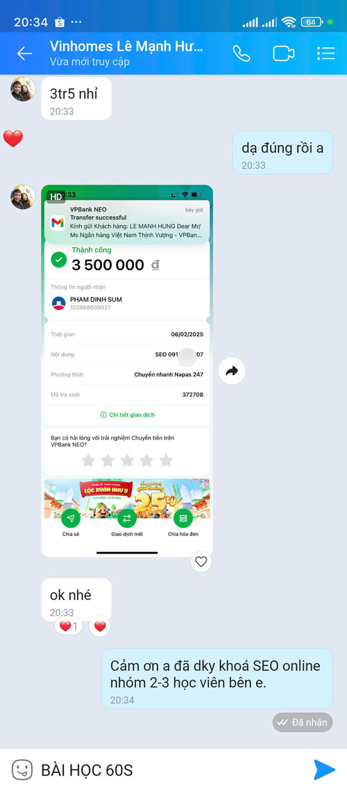 học phí khoá seo nhóm 2025-2